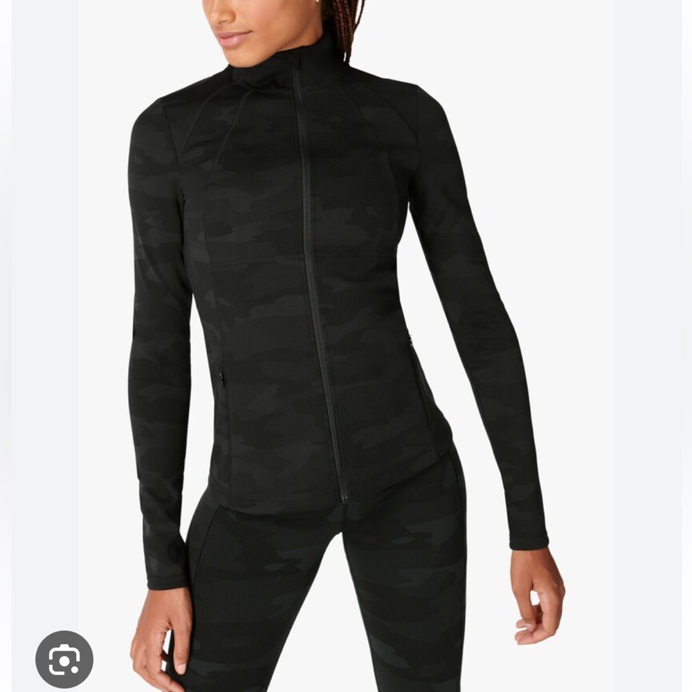 Sweaty Betty Power Boost Camouflage Print Workout Jacket - Black